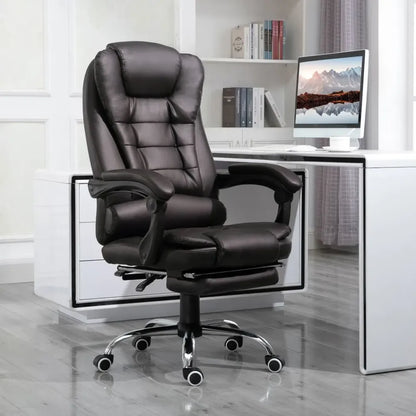 Brown Reclining High Back Executive Office Chair with Swivel Wheel for Comfort