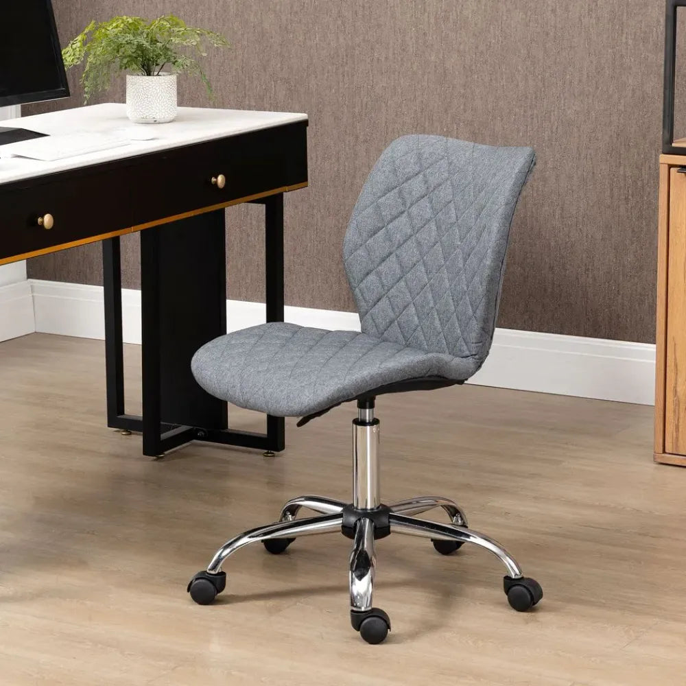 Grey Mid Back Ergonomic Office Chair with 360-Degree Swivel and Height Adjustment for Comfort