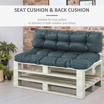 2Pcs Garden Tufted Pallet Cushion Seat Pad Back Cushion Dark Grey