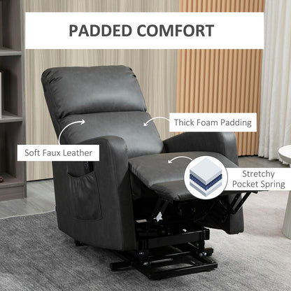 Grey Riser Recliner Chair with Remote Control, Perfect Lift Chair for Living Room Use