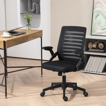 Black Mesh Task Chair for Home Office with Lumbar Support and Armrests for Comfort