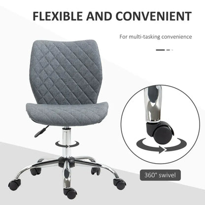 Grey Mid Back Ergonomic Office Chair with 360-Degree Swivel and Height Adjustment for Comfort