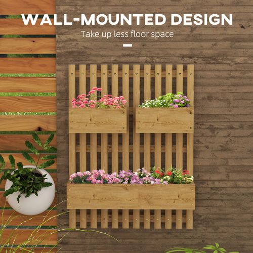 Wall-Mounted Wooden Garden Planters with Trellis for Versatile Planting