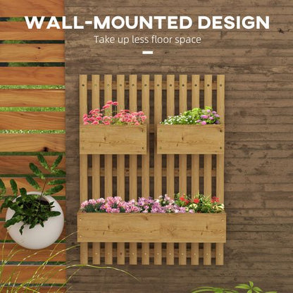 Wall-Mounted Wooden Garden Planters with Trellis for Versatile Planting