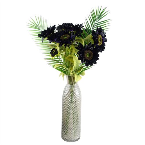 50cm Smoke Grey Diamond Tall Glass Vase