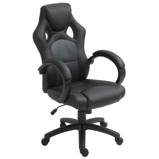 Grey PU Leather Executive Racing Swivel Gaming Office Chair for Enhanced Comfort