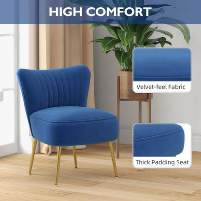 Set of 2 Accent Chairs with Wingback Design, Armless, Dark Blue