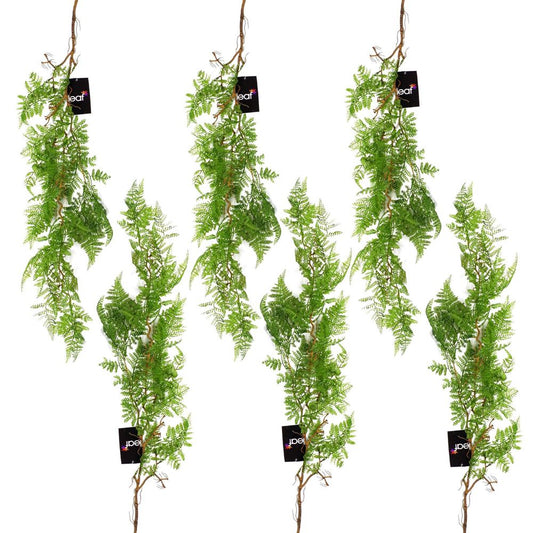 Set of 6 x 100cm Dark Green Artificial Hanging Maidenhair Ferns