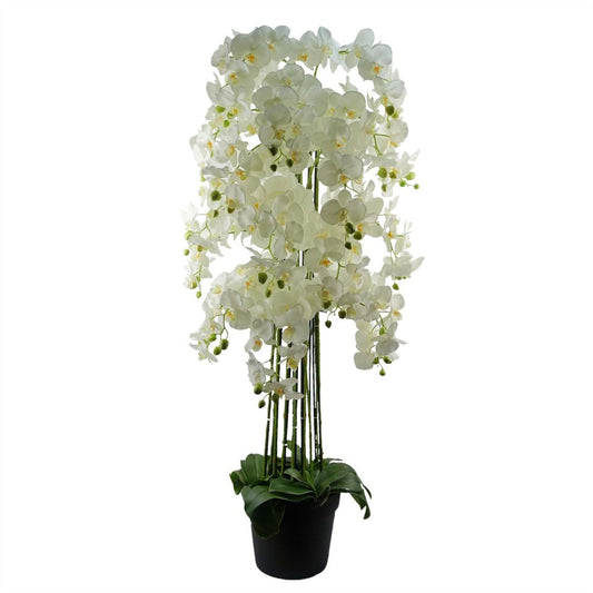 150cm Giant White Artificial Orchid Plant - 189 Real Touch Flowers