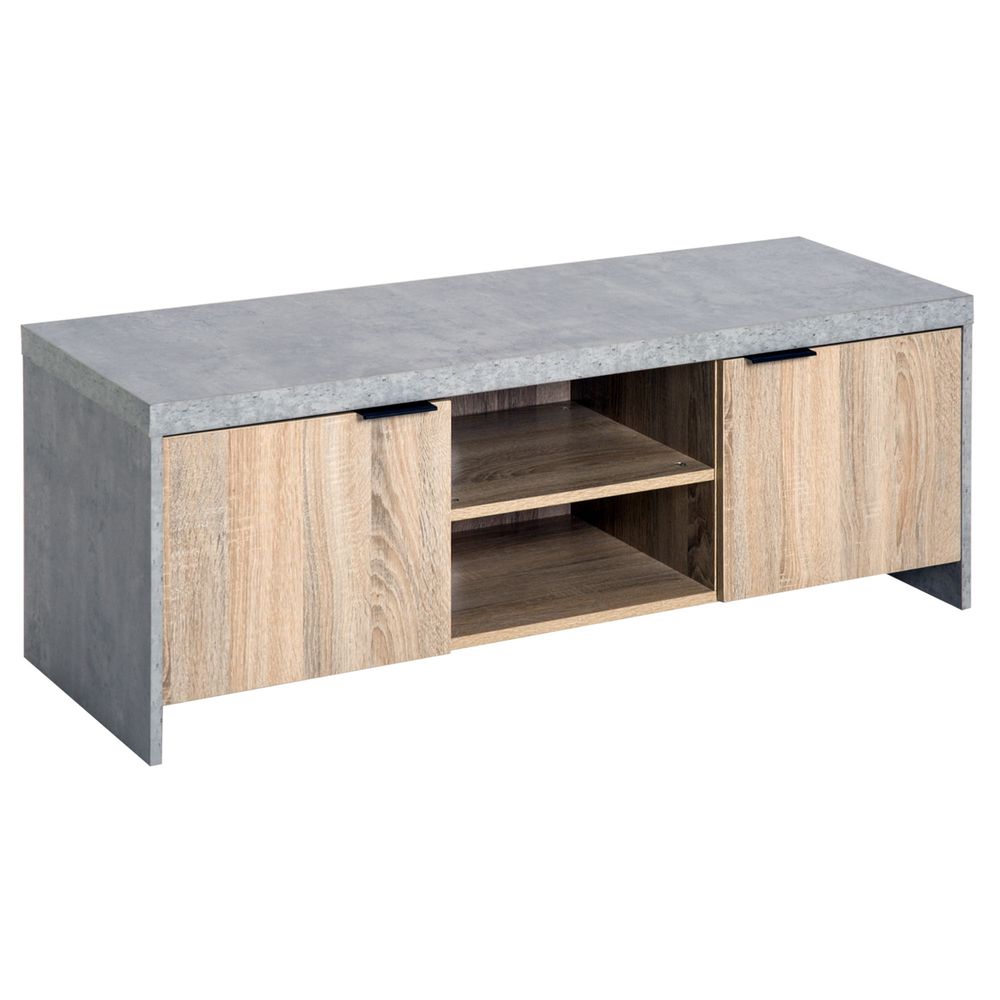 Wooden Grey TV Stand Cabinet with Media Storage Unit for Home