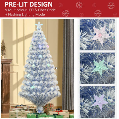 5ft Artificial Fibre Christmas Tree with 21 LEDs - Easy Store - White/Blue