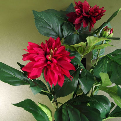 Red Artificial Dahlia Flowering Plant