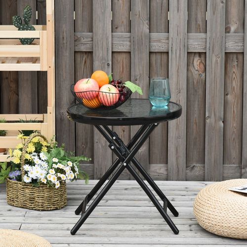 Round Folding Garden Table with Safety Buckle - Elegant & Versatile