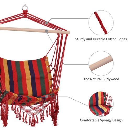 Vibrant Striped Hammock Chair - Indoor/Outdoor Comfort Swing