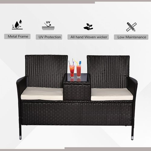 Chic Rattan Loveseat: Stylish Double Sun Lounger for Patio & Garden Comfort