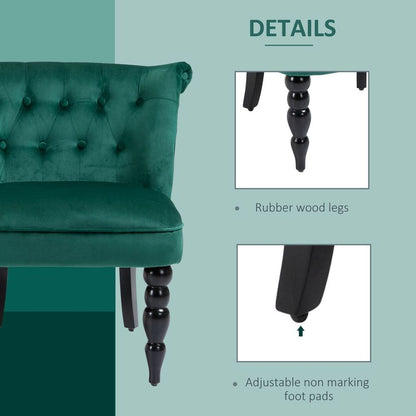 Dark Green Tufted Wingback Accent Chair with Rubber Wood Legs for Elegant Decor