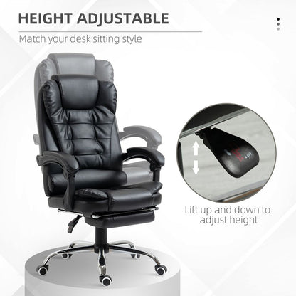 Black PU Leather High Back Office Chair with Swivel Wheels for Home Comfort