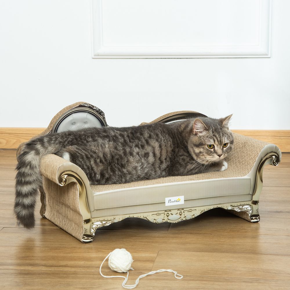 Modern Cat Scratching Bed with Catnip, Stylish Brown Furniture for Cats