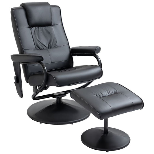 Black Freestanding Living Room Chair with High-Density Cushion and Footrest