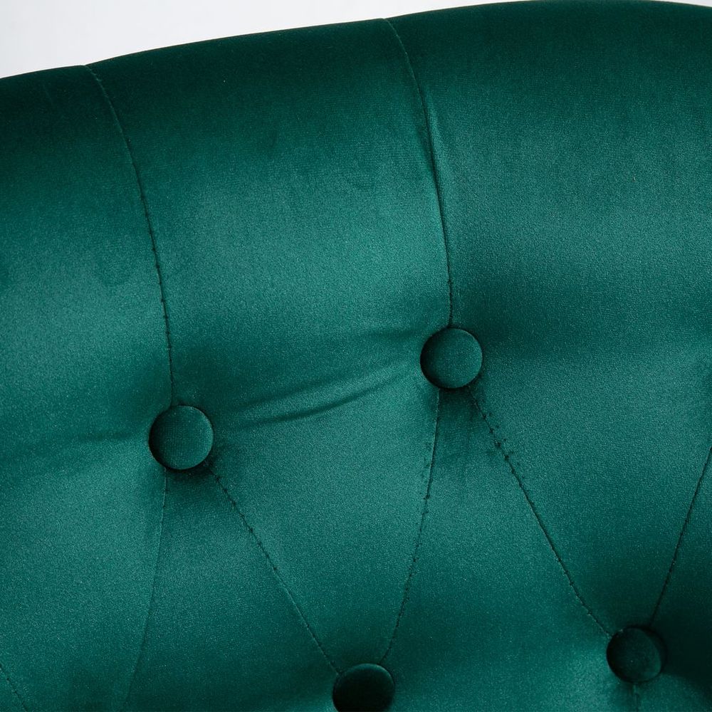 Dark Green Tufted Wingback Accent Chair with Rubber Wood Legs for Elegant Decor