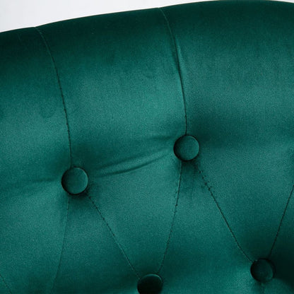 Dark Green Tufted Wingback Accent Chair with Rubber Wood Legs for Elegant Decor