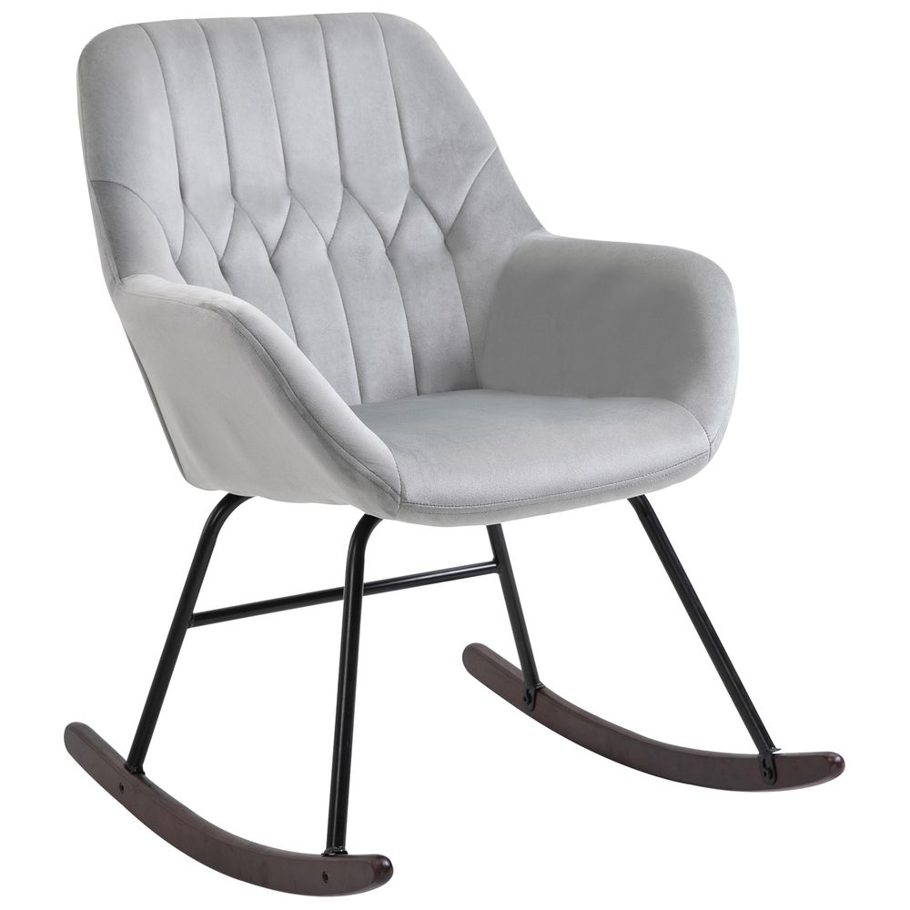 Modern Rocking Chair – Steel Frame with Sponge Padding for Home Office – Grey