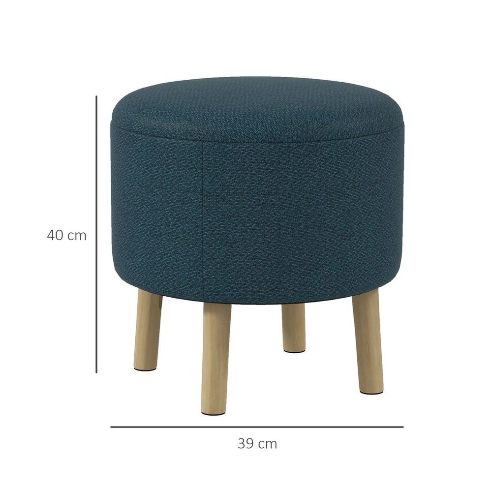 Round Storage Ottoman: Stool Chair with Cushioned Top & Hidden Space