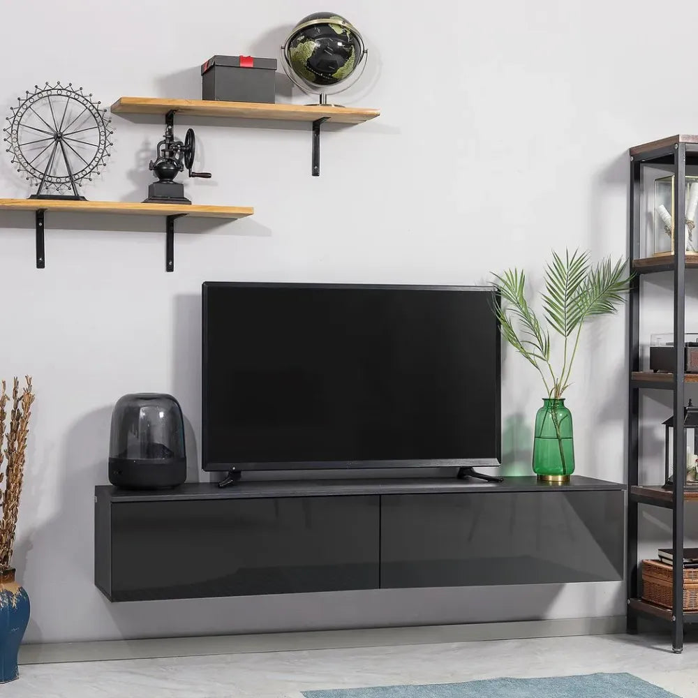 Floating TV Unit Stand – Wall Mount Media Console with Storage Cupboards