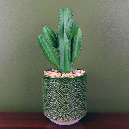 23cm Artificial Cactus Plant in Green Ceramic Planter