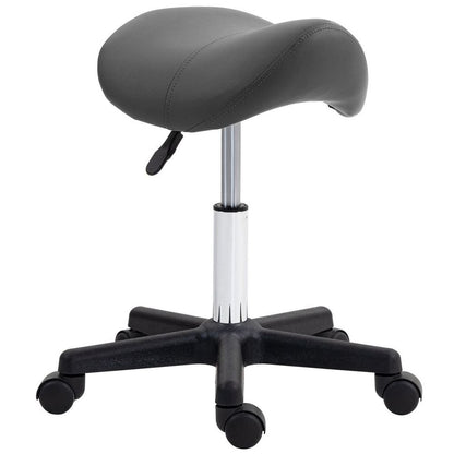 Grey Saddle Stool Adjustable Rolling Salon Chair for Massage and Beauty Treatments