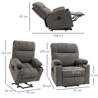 Grey Heavy-Duty Riser and Recliner Chair Lift for Elderly Use and Comfort