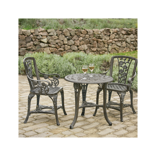 Vintage Grey Rose Armchair Bistro Set - Stylish Garden Comfort!