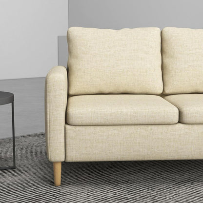 Beige Modern 2-Seater Sofa with Wood Legs and 2 Pockets - Stylish Couch for Elegant Home Interiors