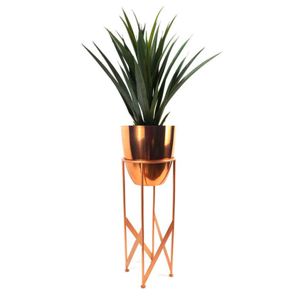 90cm Copper Planter with Artificial Yukka Plant for Stylish Home Accents