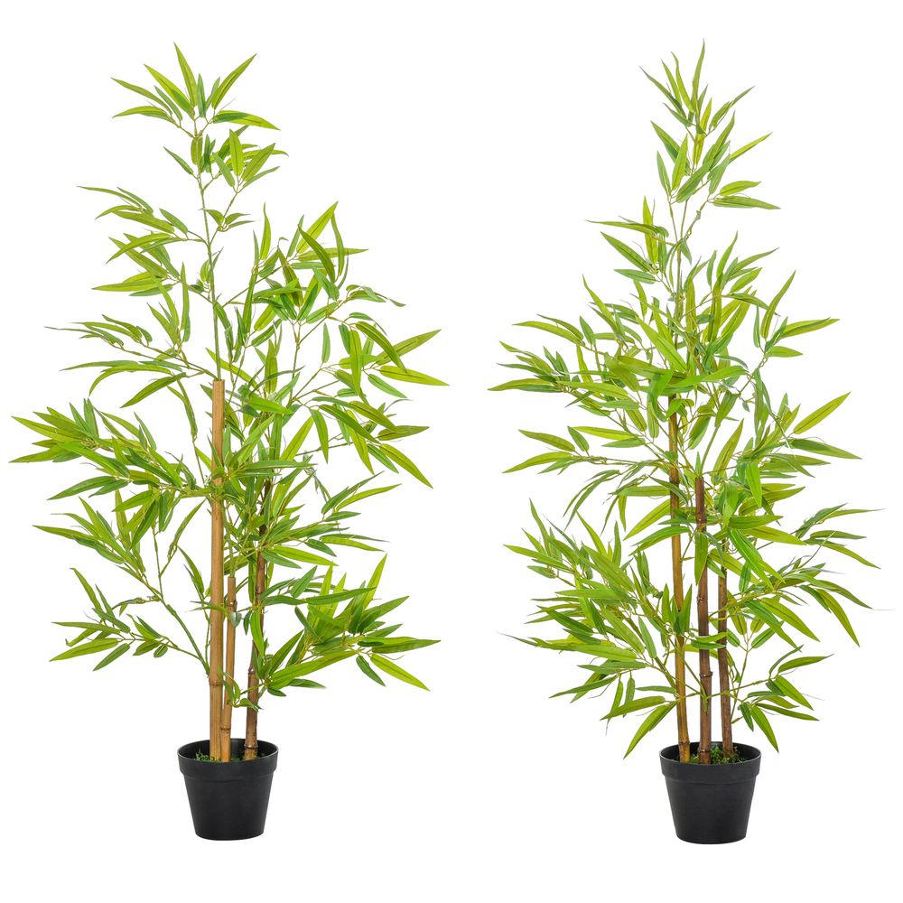 Set of 2 Decorative Artificial Bamboo Trees 120cm - Perfect for Indoor or Outdoor Greenery