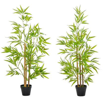 Set of 2 Decorative Artificial Bamboo Trees 120cm - Perfect for Indoor or Outdoor Greenery