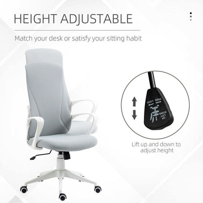 Grey High-Back Home Office Chair with Elastic Height Adjustment Feature