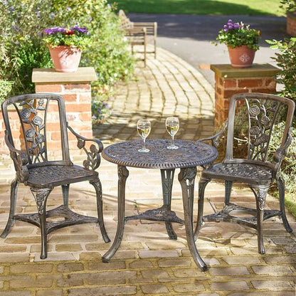 Vintage Grey Rose Armchair Bistro Set - Stylish Garden Comfort!