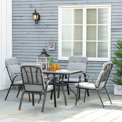 Patio Dining Set: Stylish Glass Table & Comfortable Texteline Chairs