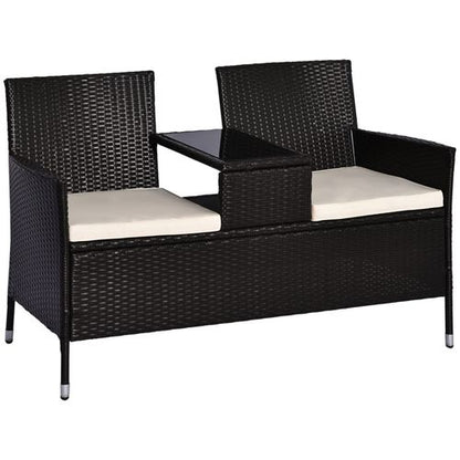 Chic Rattan Loveseat: Stylish Double Sun Lounger for Patio & Garden Comfort