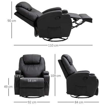 Faux Leather Electric Recliner Sofa Chair - 8-Point Vibration Massage with Remote