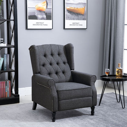 Dark Grey Fabric Recliner Armchair with Footrest, Perfect for Living Room Comfort