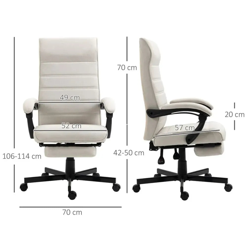 White High-Back Reclining Office Chair for Bedroom, Study, or Living Room Use