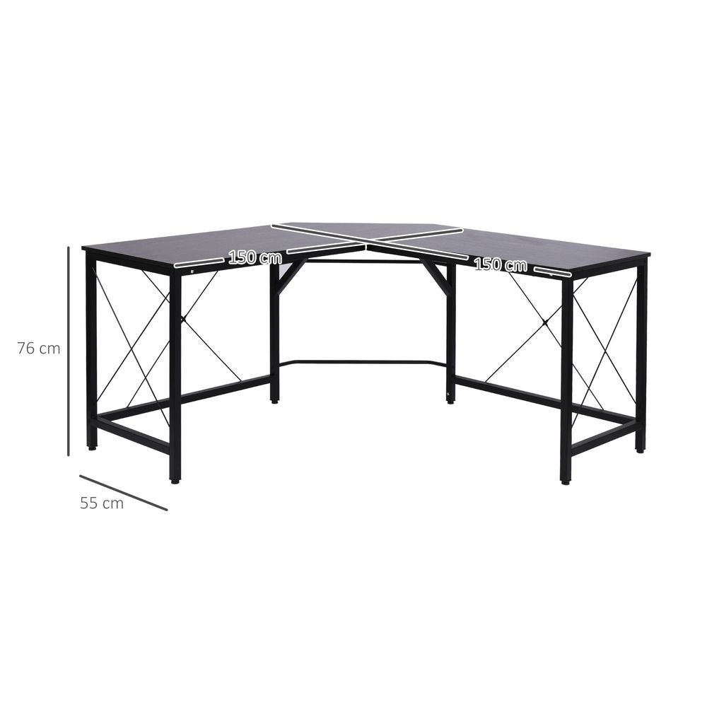 Black Corner L-Shape Desk, Ideal for Home Office and Gaming Computer Workstation