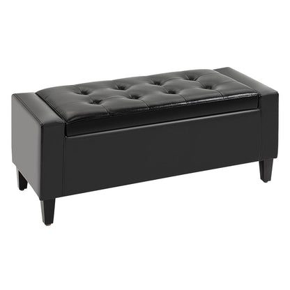 Deluxe PU Leather Storage Ottoman – Bench Footrest Stool with Large Storage