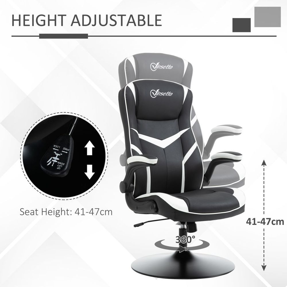 Height Adjustable Racing Office Chair in PVC Leather for Gaming and Office Use