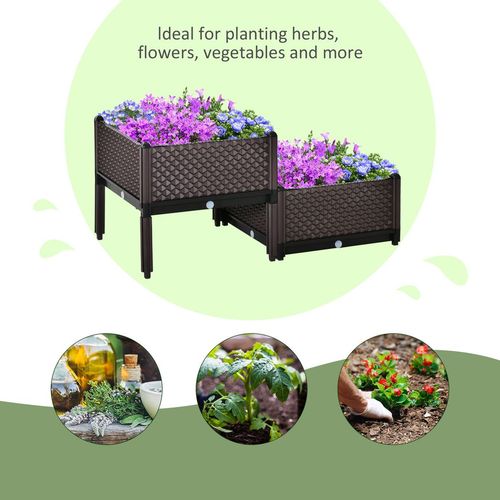 Elevate Your Garden: 2-Piece Raised Planter Bed for Easy Plant Care!