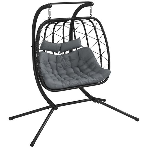 Modern PE Wicker Hanging Chair with Cushions - Ultimate Outdoor Comfort