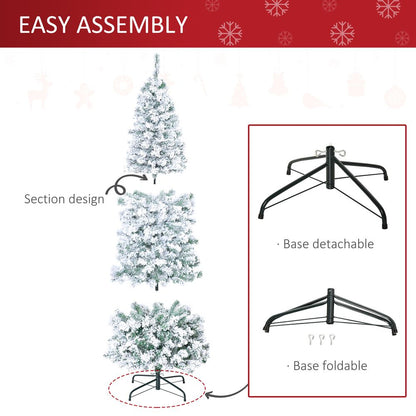 6ft Pre-Lit Snow Flocked Artificial Christmas Tree with Warm LED Lights