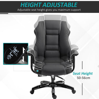 Black Piped PU Leather High-Back Gaming Chair with Padded Comfort for Office Use